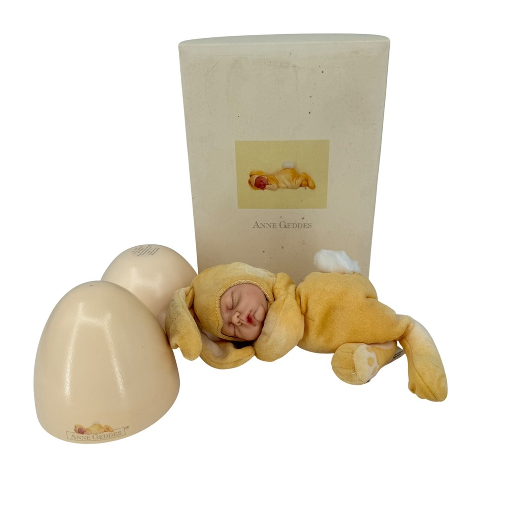 Anne Geddes The Baby Bunny Plush Doll Yellow 2001 Egg Box Collectible Vintage